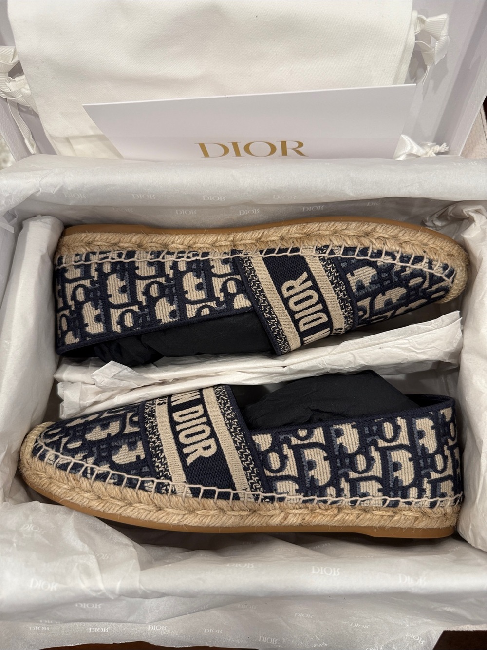 Christian Dior  Granville Deep Blue & Beige Monogram Espadrilles - Picture 11 of 13